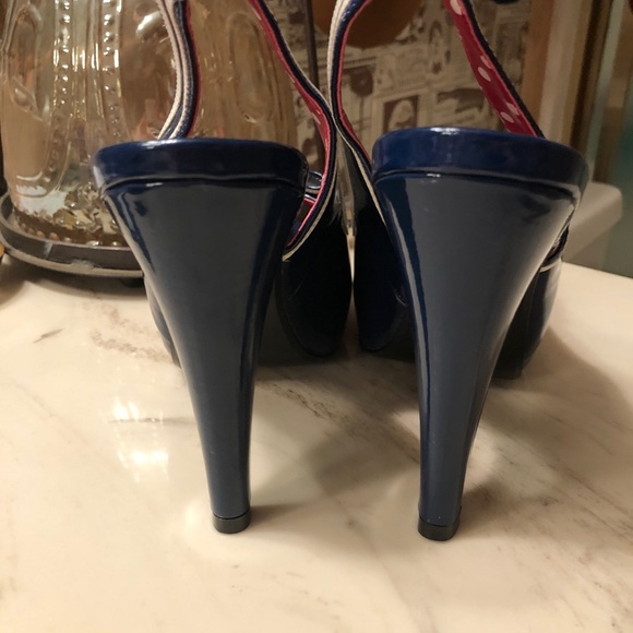 Navy Blue Pin Up Couture heels (never worn) - Picture 3 of 6